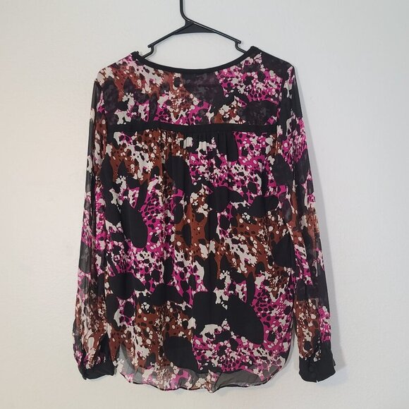 Diane Von Furrstenberg Lorelai Print Chieff In Cheetah Splash Pink Blouse 10 - Picture 7 of 11